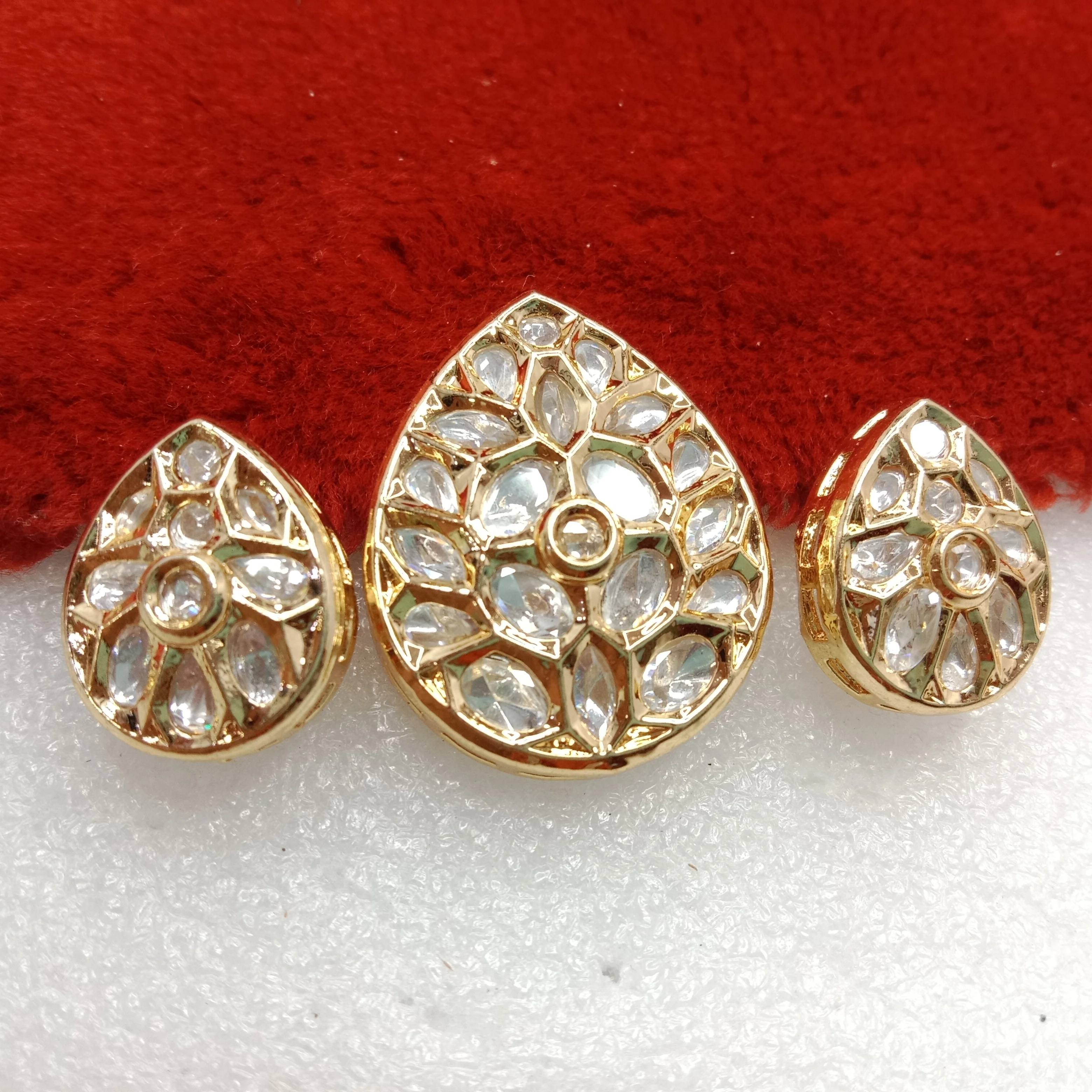 White (1set) high quality kundan pendant set drop shape 33mm(4cm)