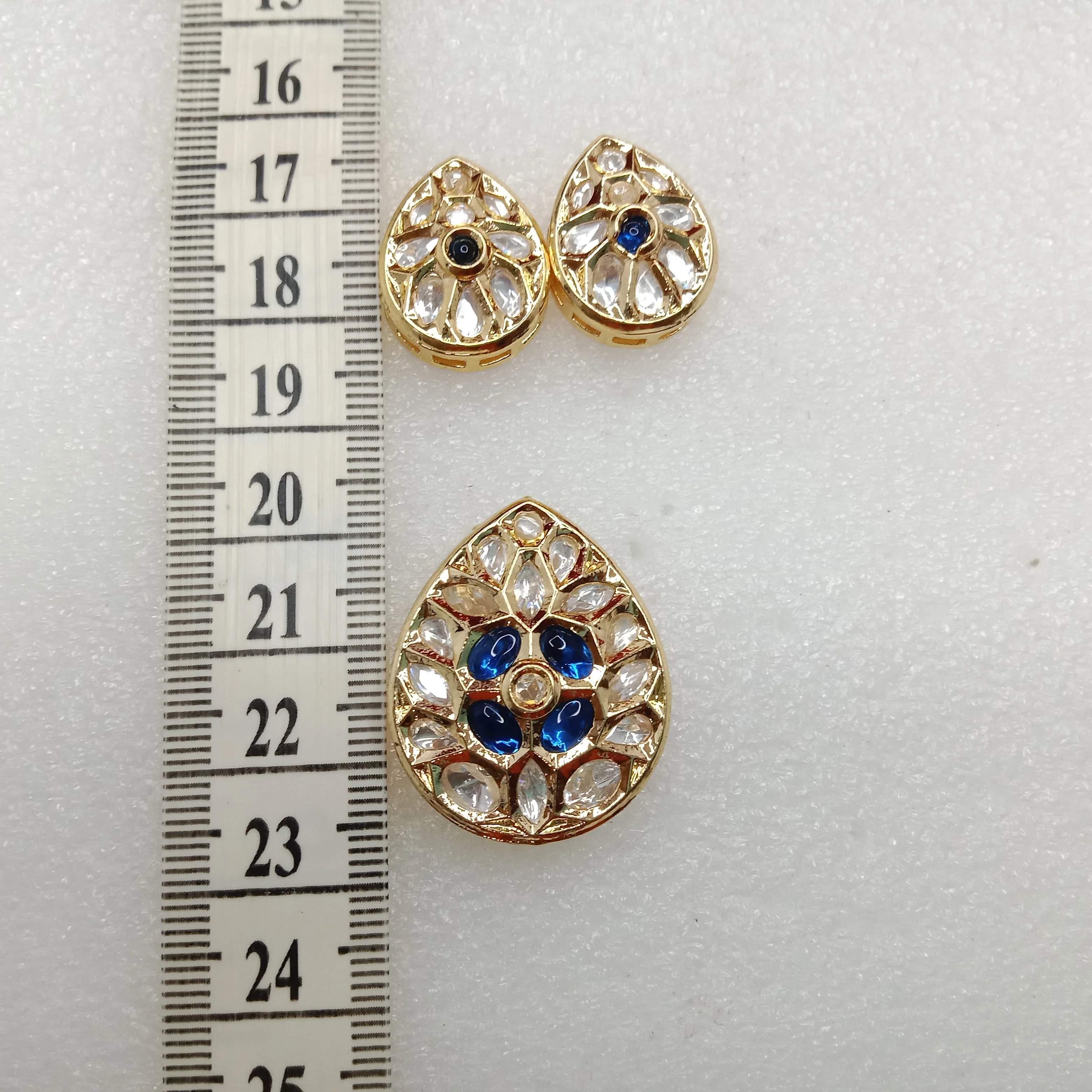 Dark blue(1set) high quality kundan pendant set drop shape 33mm(4cm)