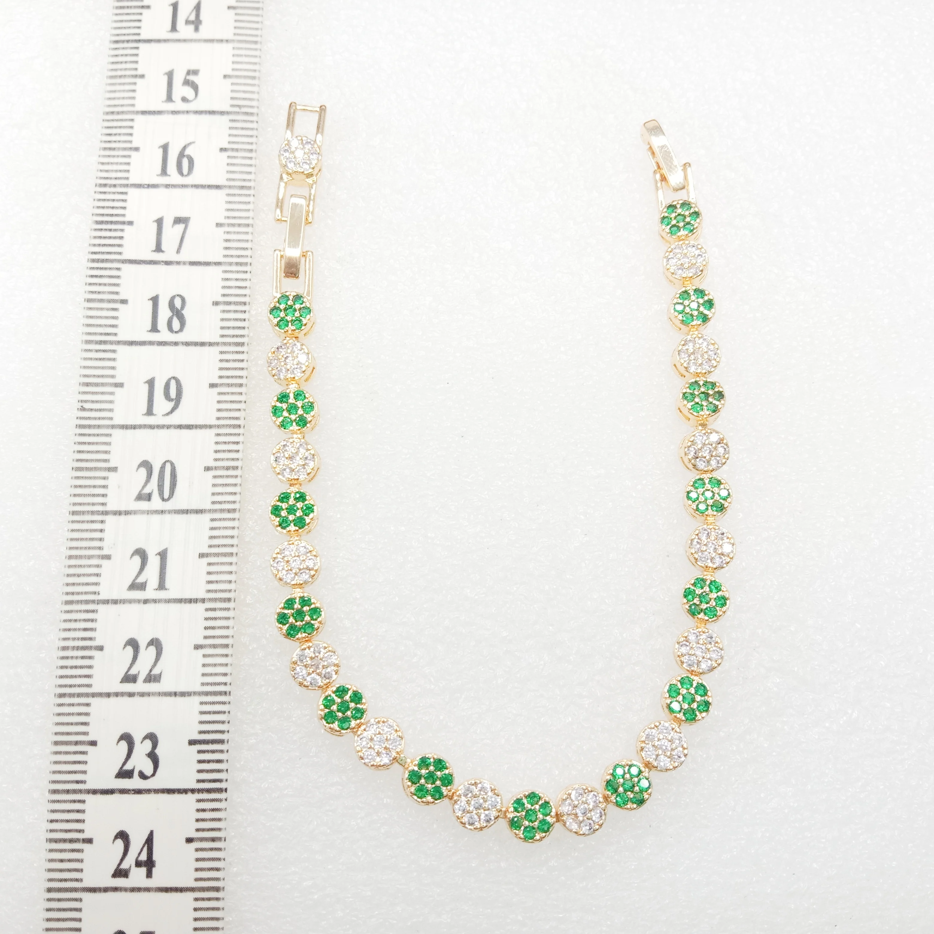 Dark green stone round shape (1pcs) high quality AD bracelet (6 inches)