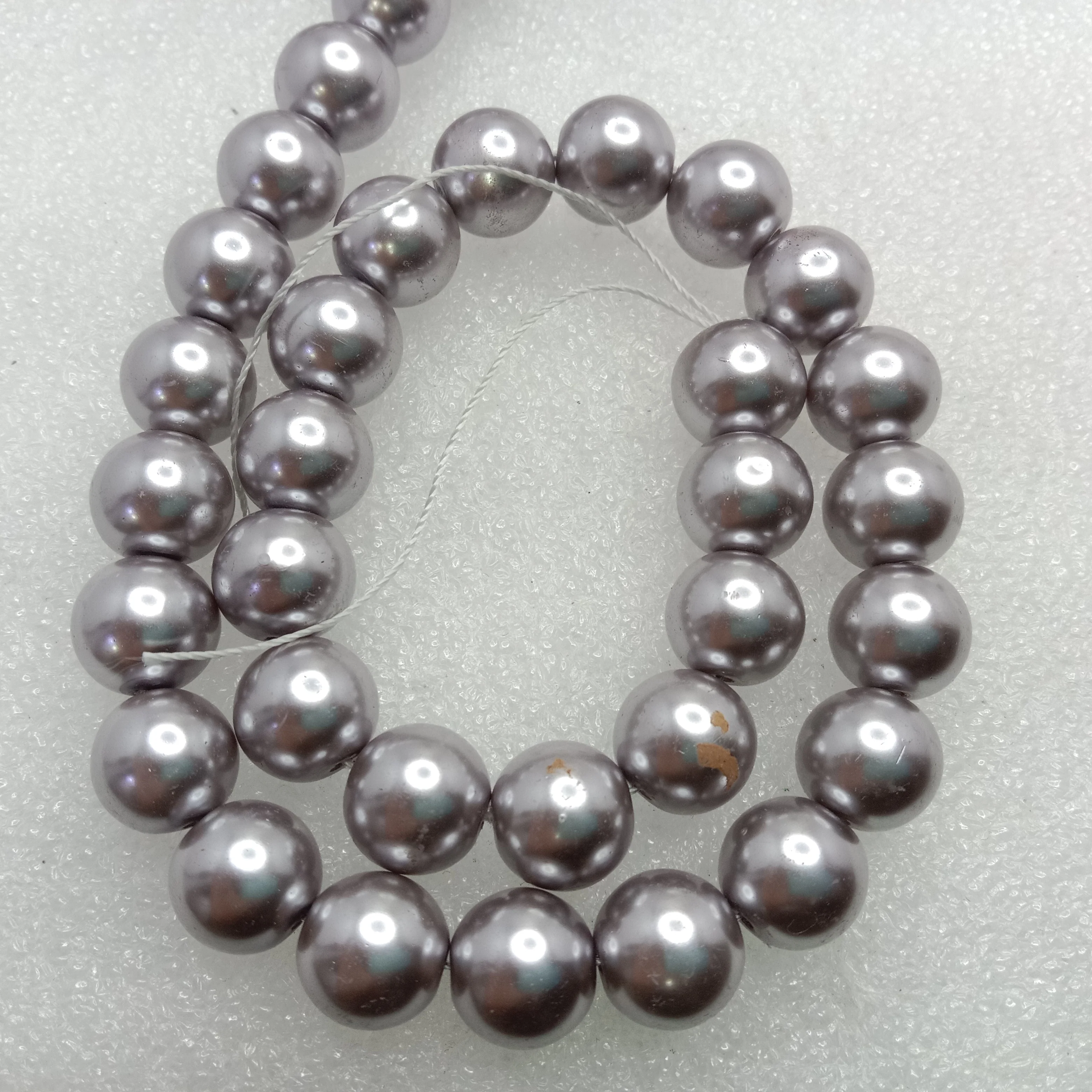 High quality grey metallic pearls  12 mm 1 string