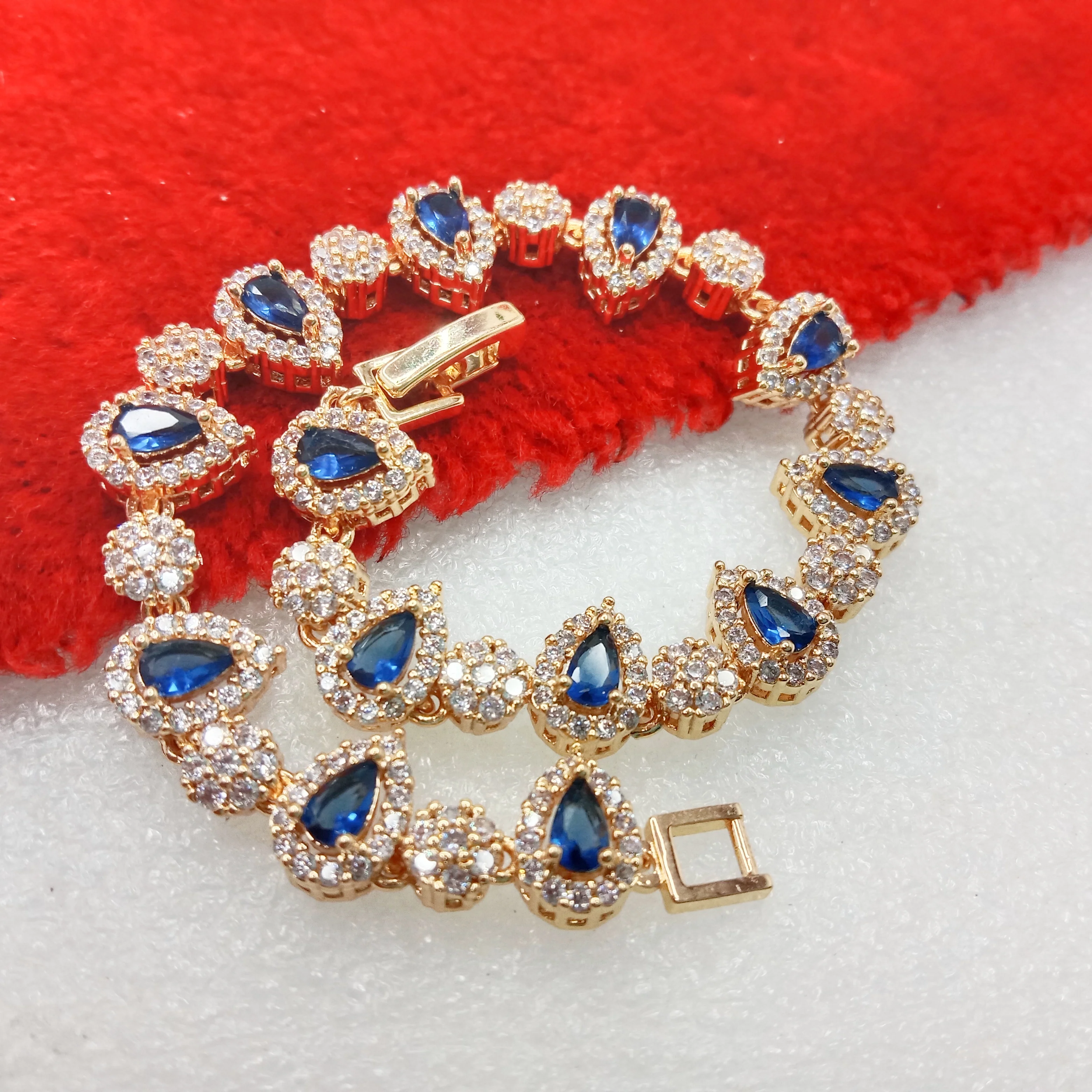 Dark blue stone drop shape (1pcs) high quality AD bracelet (6 inches)