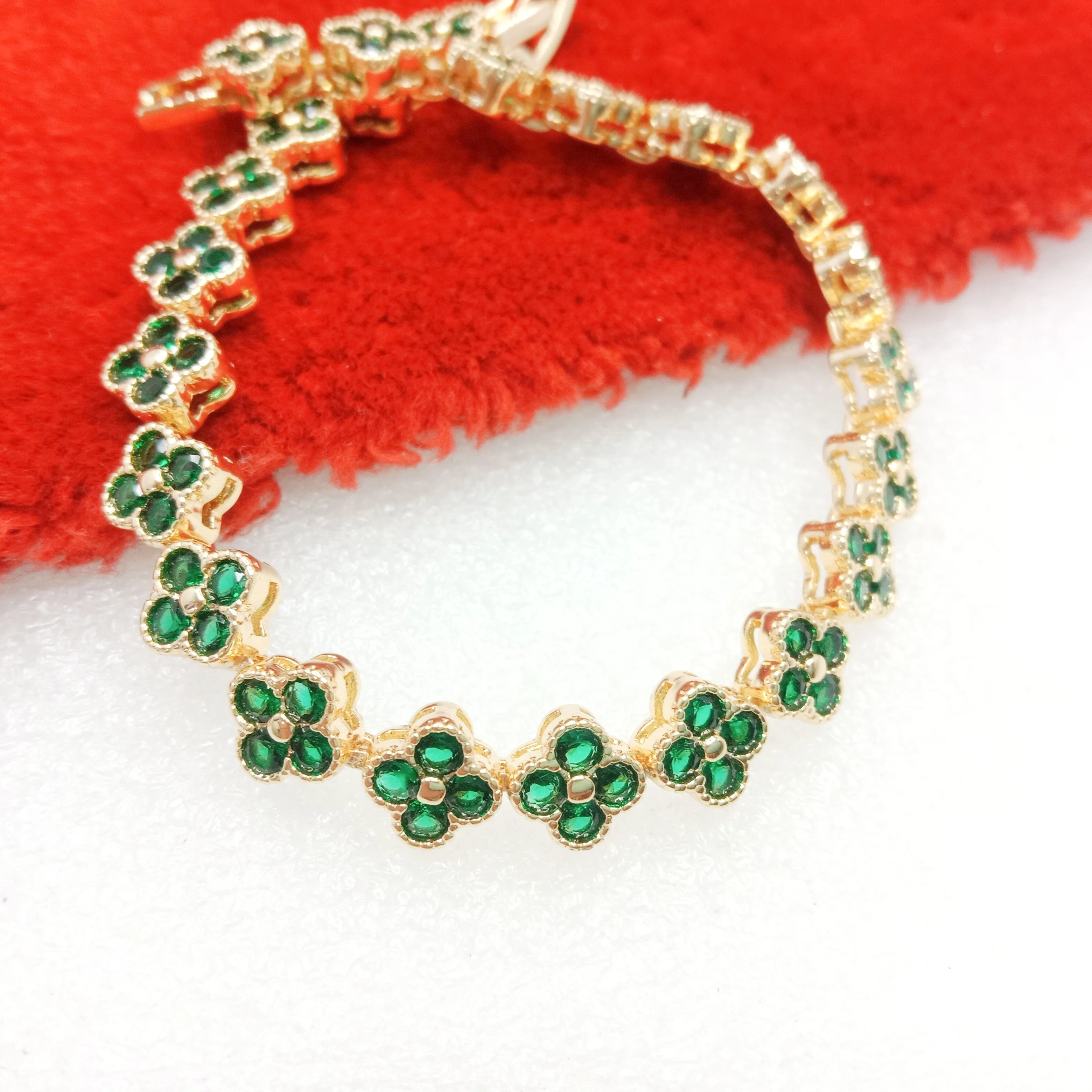Dark green stone (1pcs) high quality AD bracelet (6 inches)