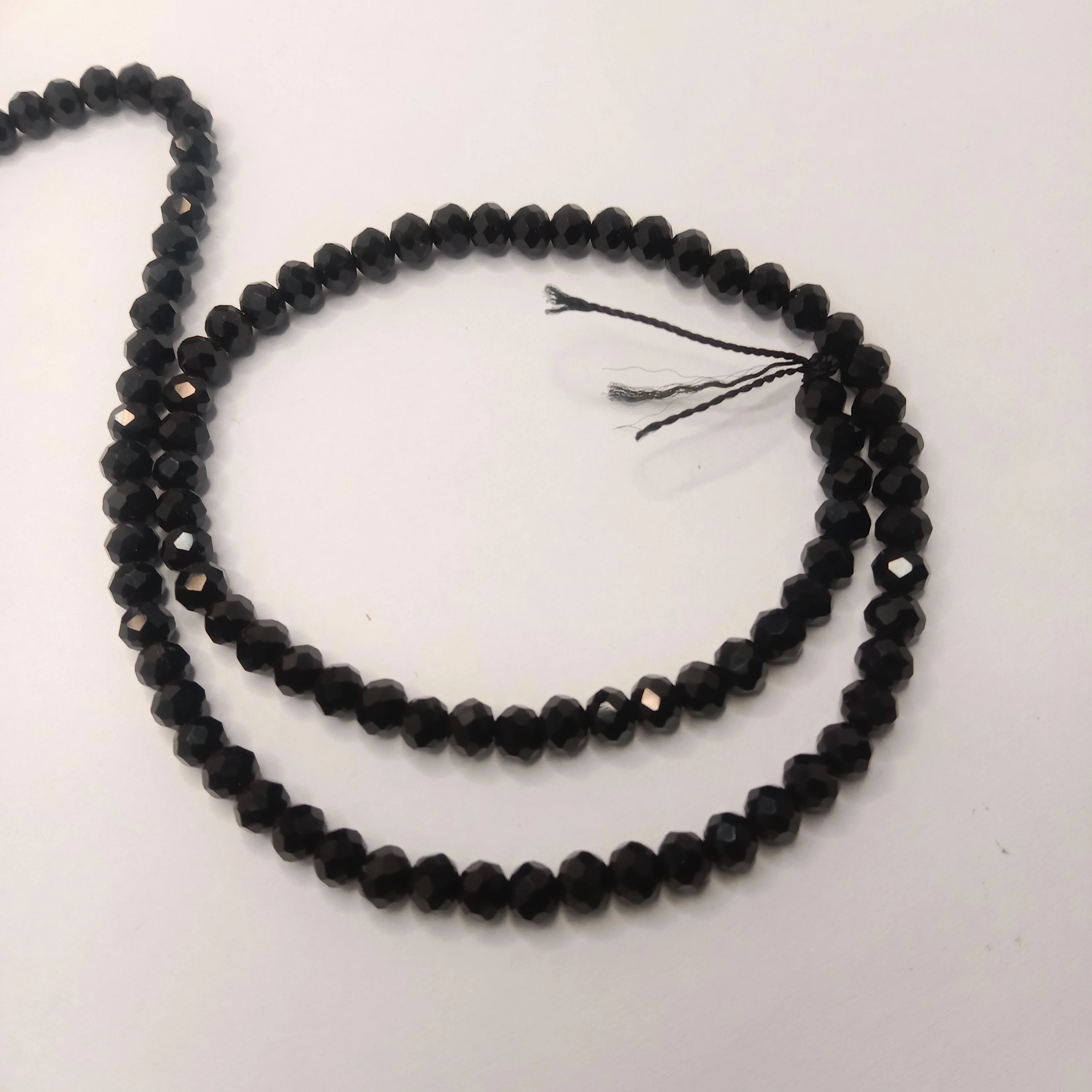Black High Quality agateRondell Beads  4mm 1 string