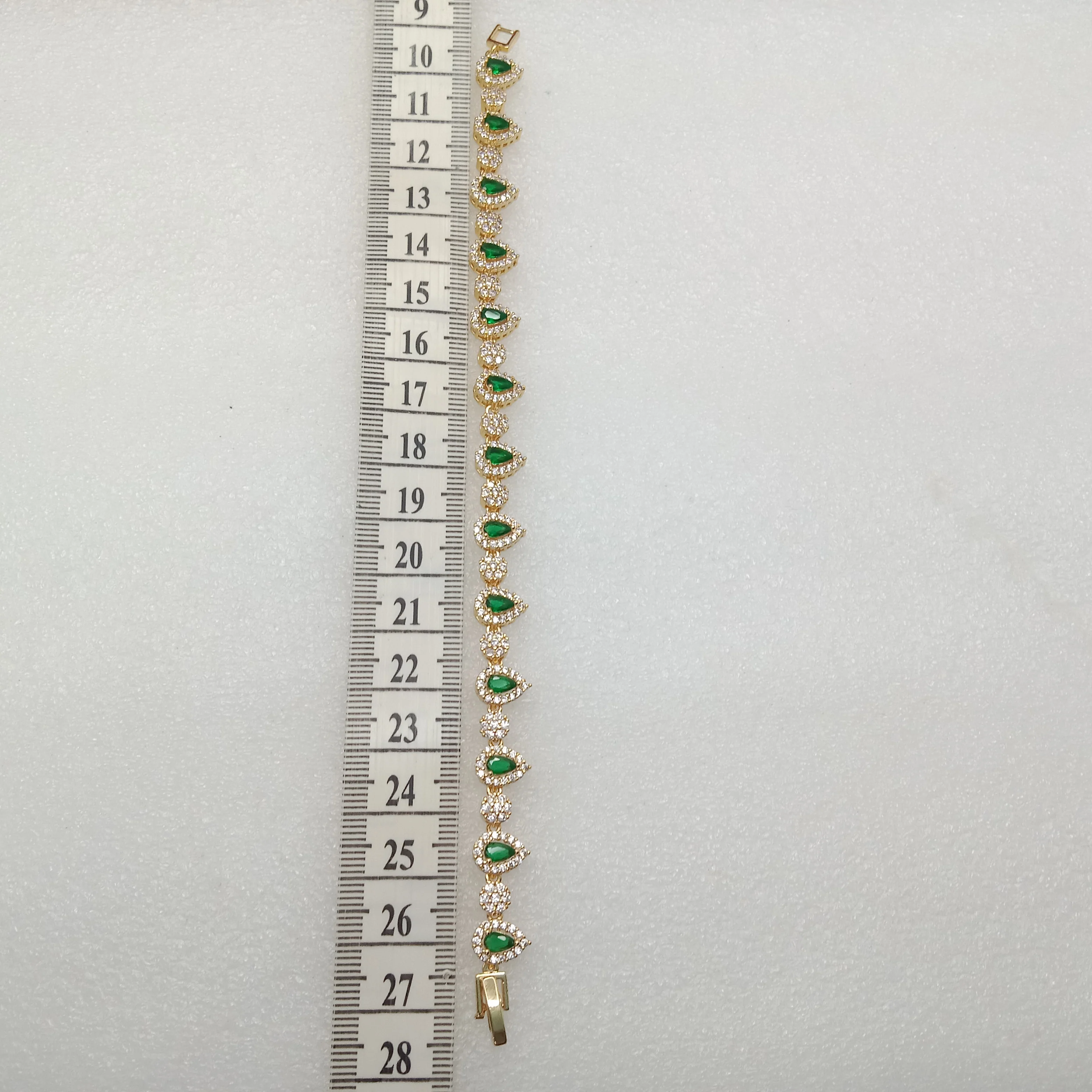 Dark green stone drop shape (1pcs) high quality AD bracelet (6 inches)