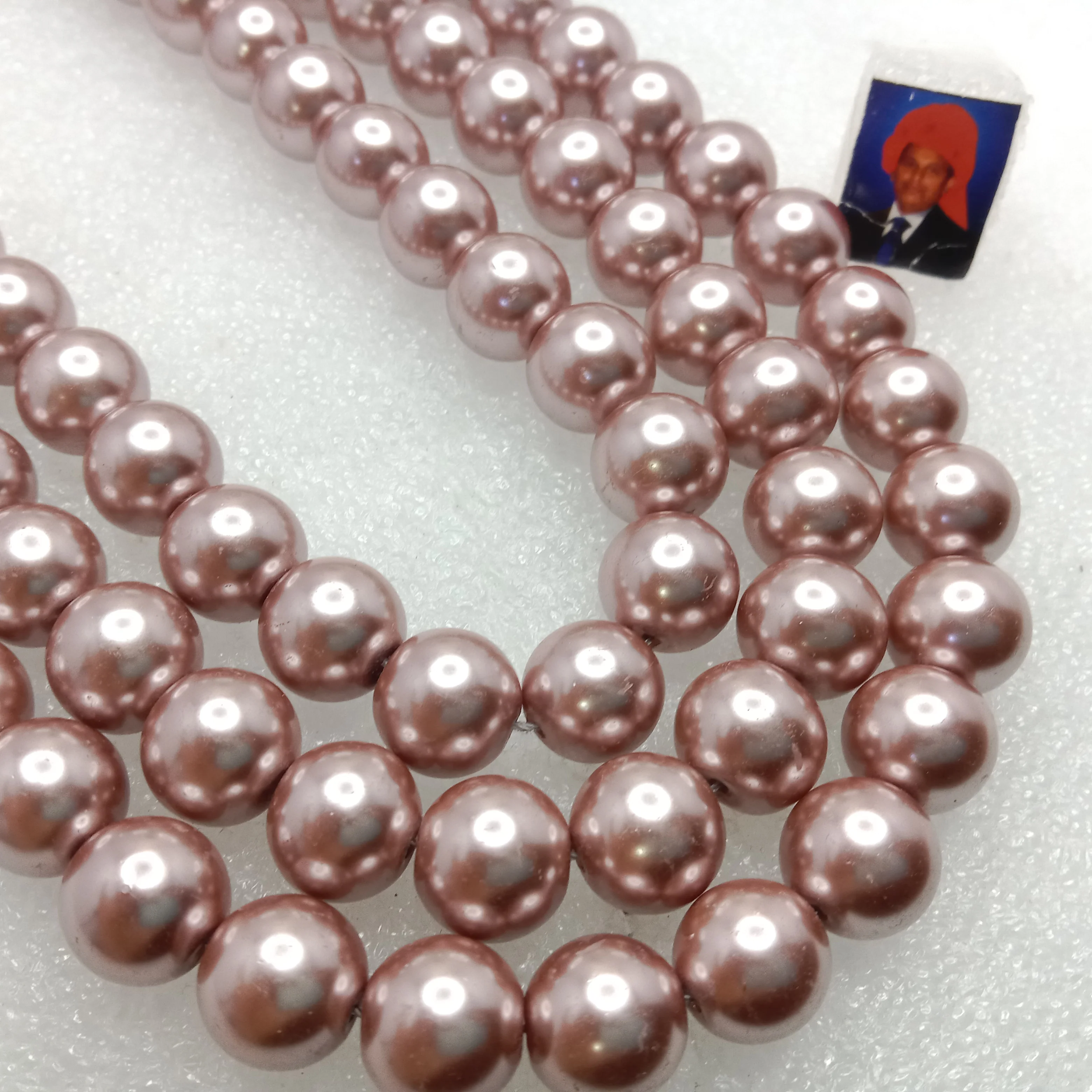 High quality mellow pink metallic pearls 12 mm 1 string