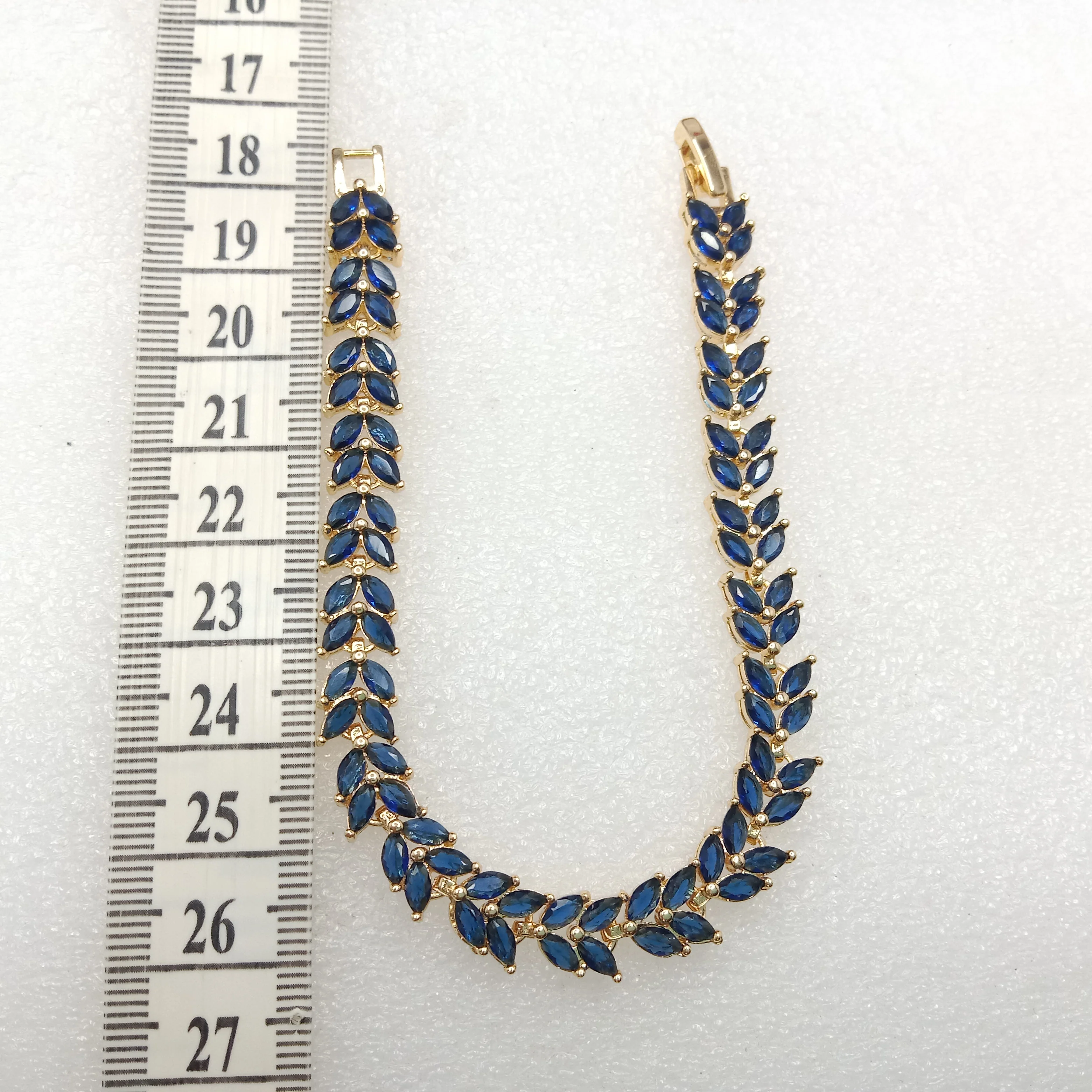 Dark blue stone leave shape (1pcs) high quality AD bracelet (6 inches)