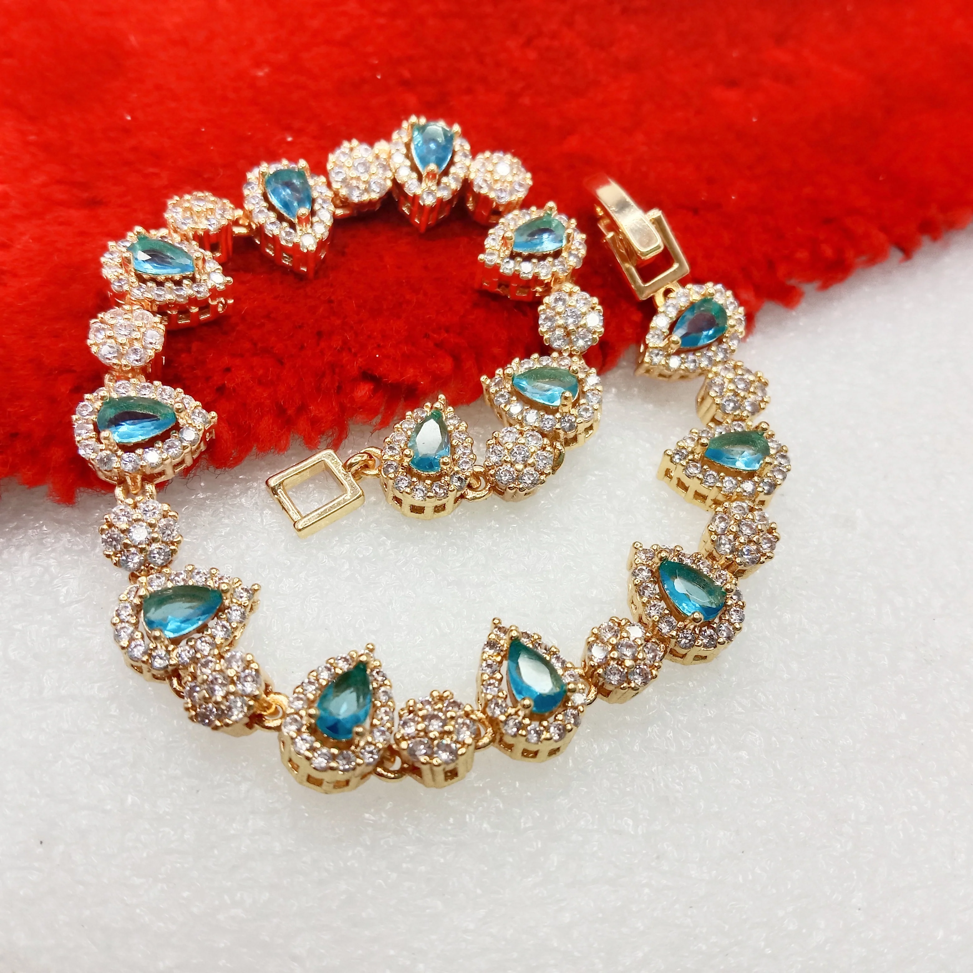 Light blue stone drop shape (1pcs) high quality AD bracelet (6 inches)