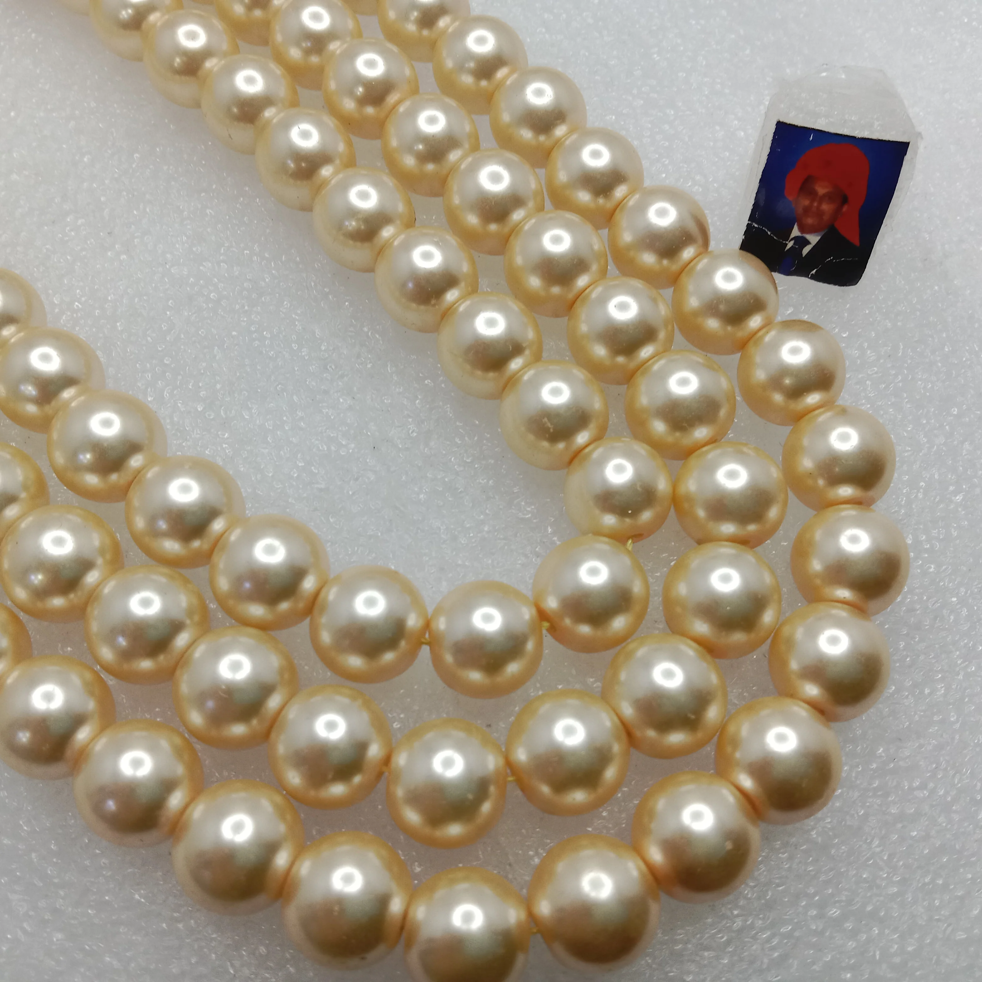 High quality golden metallic pearls 12 mm 1 string