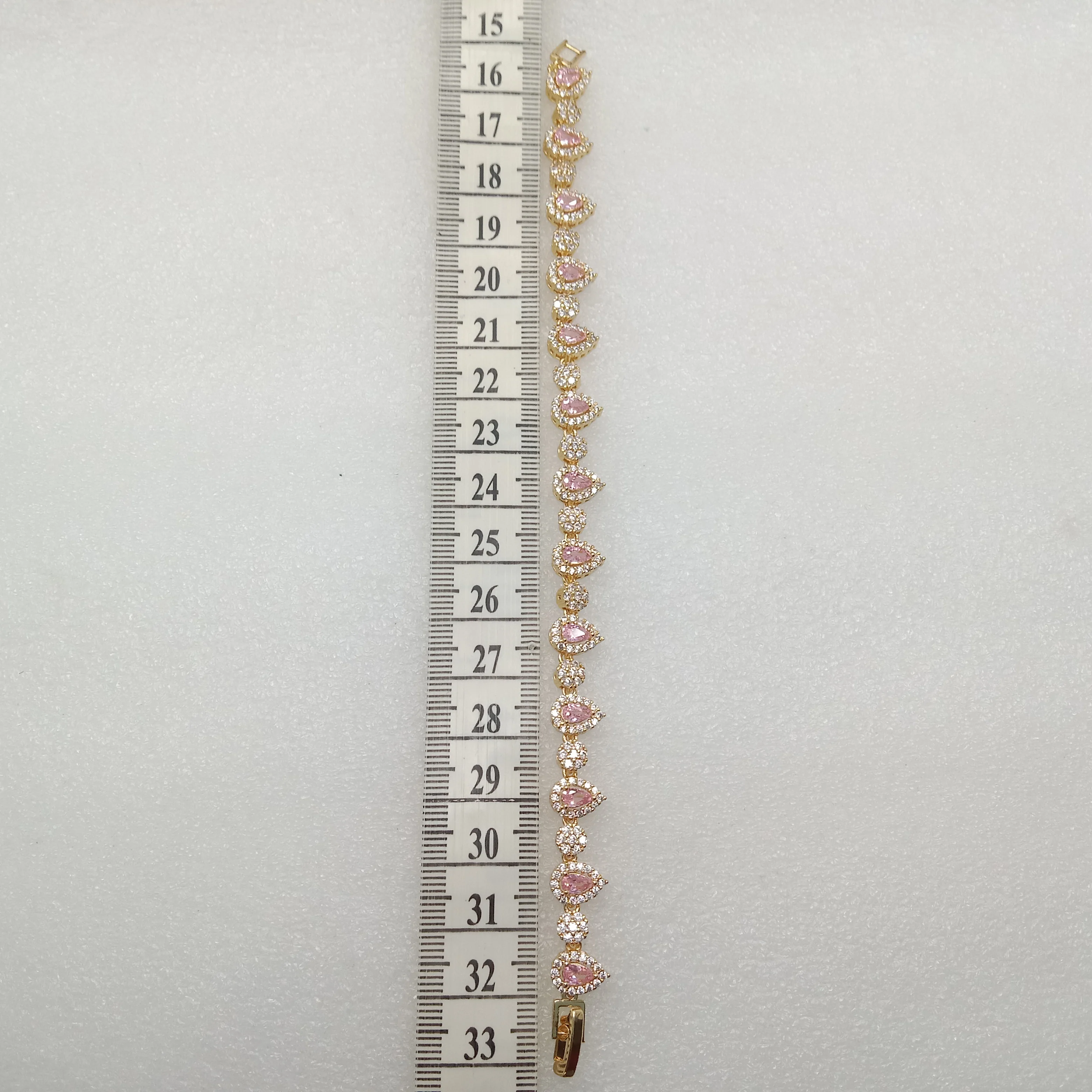 Light pink stone drop shape (1pcs) high quality AD bracelet (6 inches)