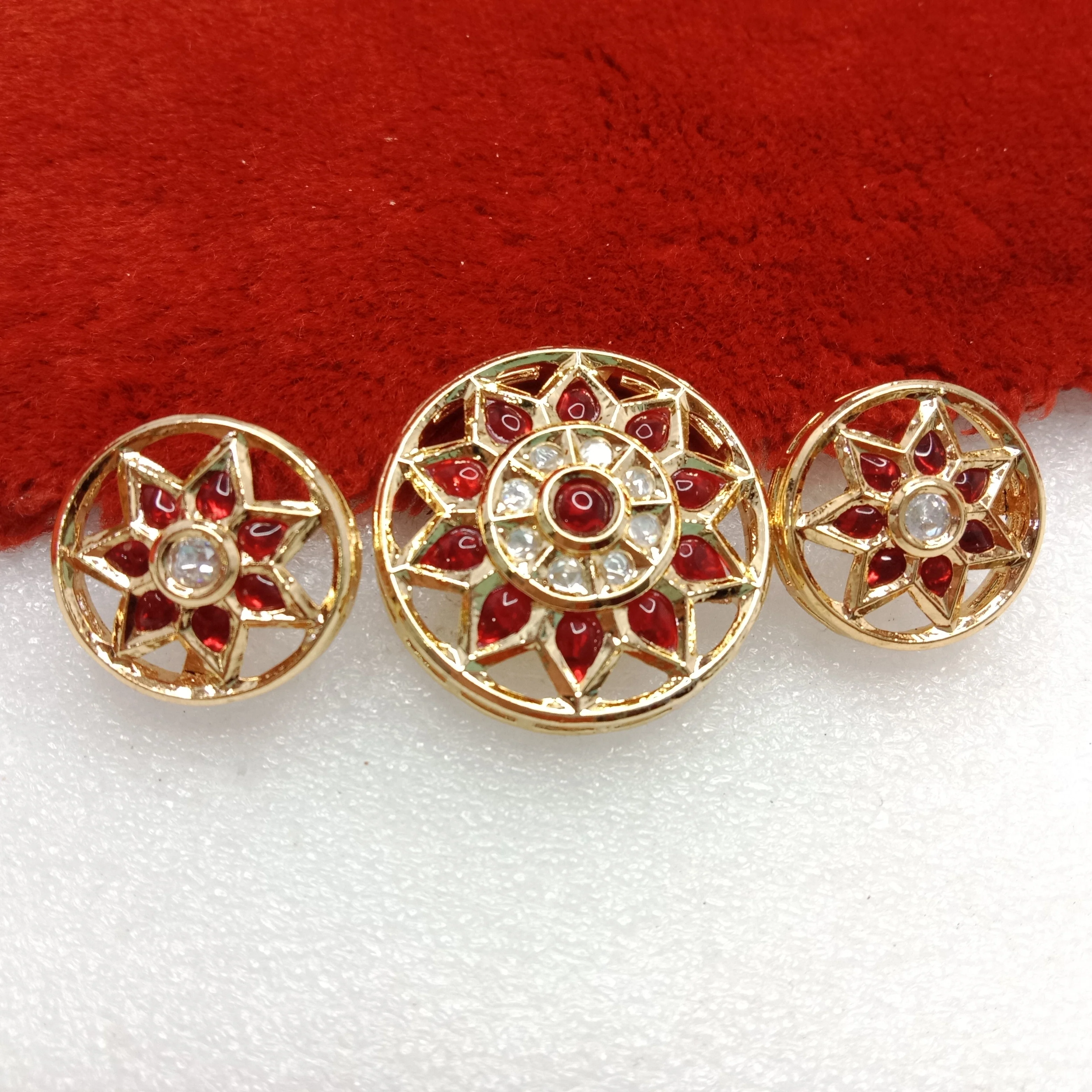 Red(1set) high quality kundan pendant set round shape 33mm(4cm)