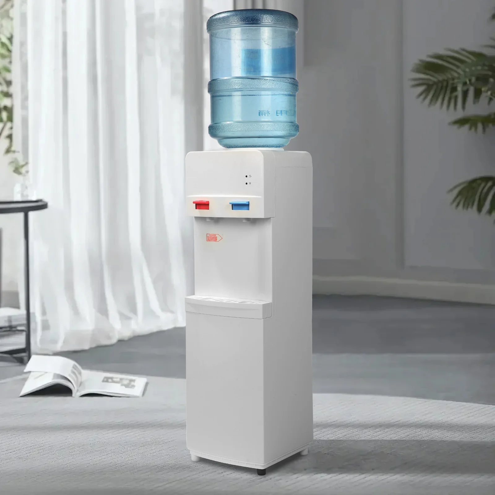 2025 Fuente de agua de carga superior para botellas de 3–5 galones – Agua caliente y fría con seguridad infantil – Blanca