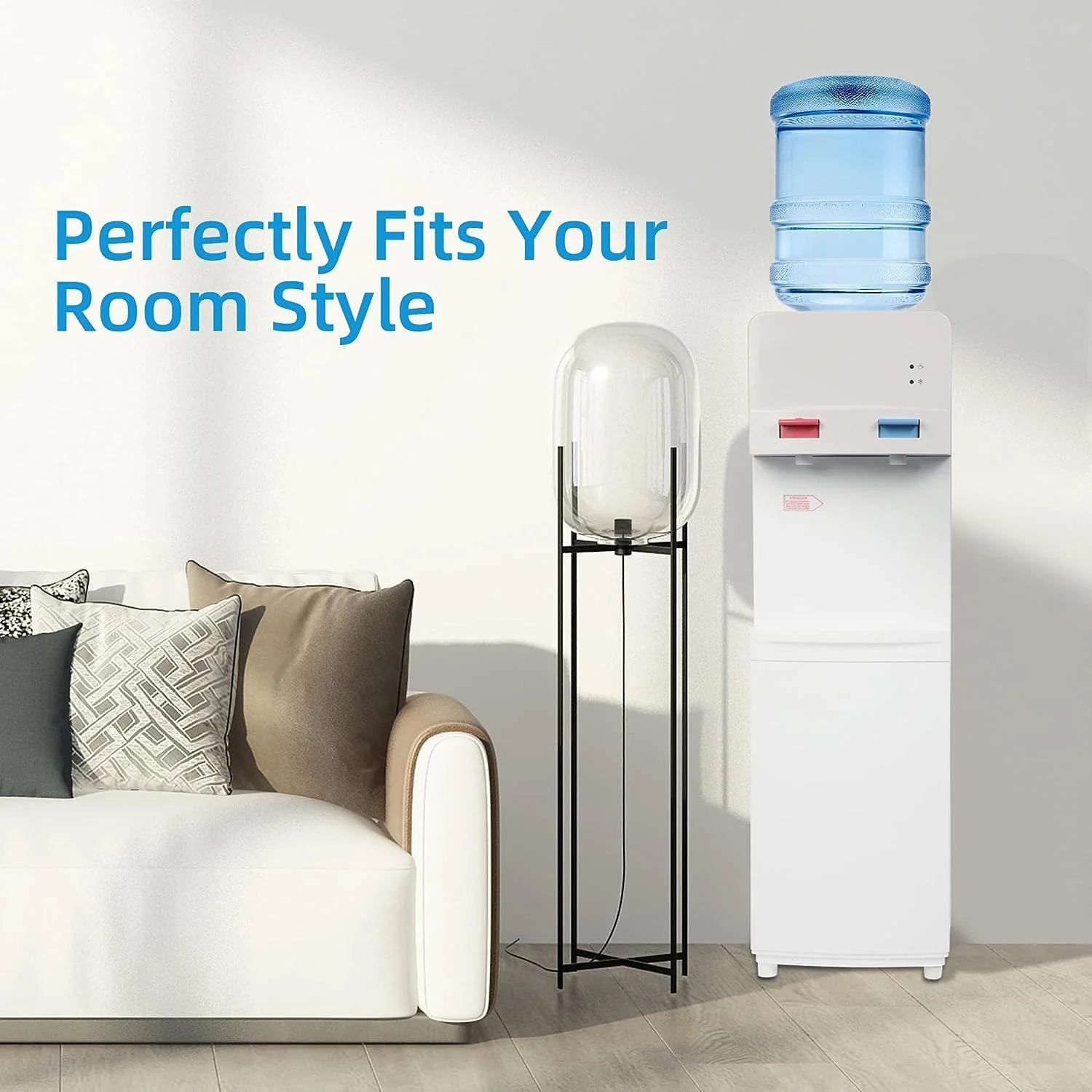 2025 Fuente de agua de carga superior para botellas de 3–5 galones – Agua caliente y fría con seguridad infantil – Blanca