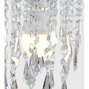 Pair of Silver Ceiling Pendant Shade With Clear Acrylic Crystal Effect Droplets - Silver by ValueLights
