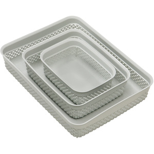 Droplette Design Set of 3 Rectangular Plastic Storage - Grey by JVL