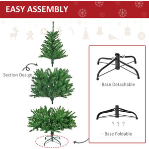 HOMCOM Prelit Artificial Christmas Tree with Warm White Lights - Green / 5ft by HOMCOM