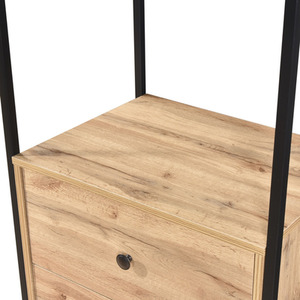 Alva Pair of Double Open Wardrobes with 2 Drawers and 4 Shelves - Oak by Swish Furniture