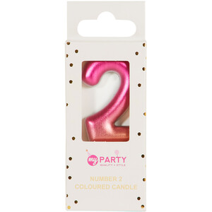 Coloured Number Candle - Pink / 2 by My Party