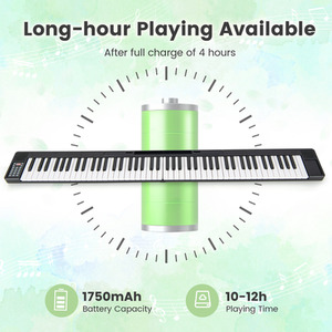 Foldable 88-Key Digital Piano - Black by Costway