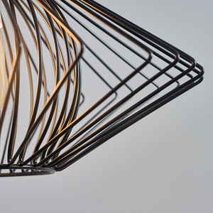 Black Geometric Wire Cage Pendant Ceiling Light Shade - Black by ValueLights