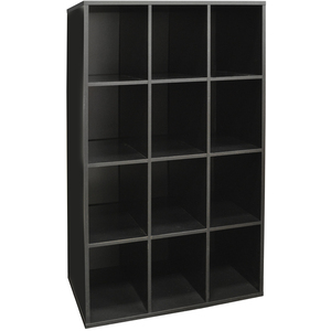 PIGEON HOLE - 12 Pair Shoe Storage Cubby Hole Display Media Shelves - Black - Black by Watsons