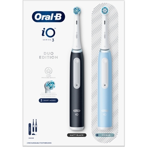Oral-B iO3 Matt Black Ice Blue Toothbrush Duo Case - Black by Oral-B