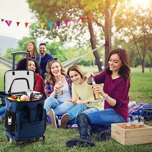 Costway 50-Can Large Rolling Cooler Cooler Bag - Dark Blue by Costway