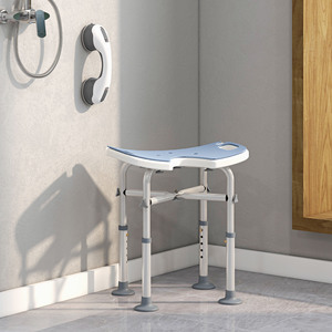 HOMCOM Adjustable Shower Stool with Grab Rail Padded Seat by HOMCOM