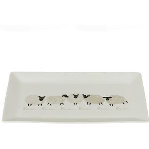 Highland Flock Large Rectangular Platter - White