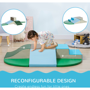 HOMCOM 6-Piece Soft Playset with Stairs and Ramp - Green, blue by HOMCOM