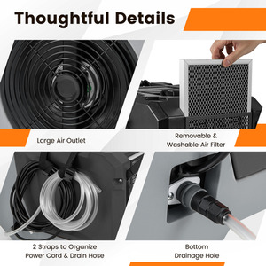 Crawl Space Dehumidifier with Pump - Black by Costway