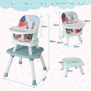 Multifunctional Baby High Chair - Blue & White by Costway