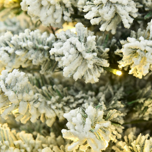 HOMCOM Prelit Artificial Snow Flocked Christmas Tree with LED Light - Green, White / 6ft by HOMCOM