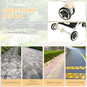 One-Hand Folding Compact Stroller - Grey by Costway