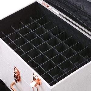 Professional PU Leather 3in1 Makeup Case with Wheels - Rose Gold + White by Livingandhome