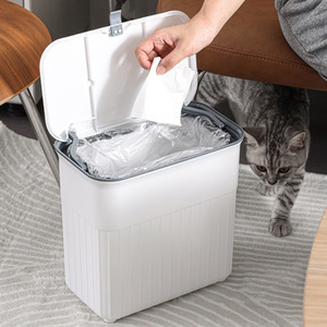 Kitchen Hanging Trash Can Waste Bin White - White by Livingandhome