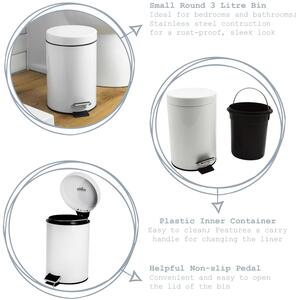 Matt Round Stainless Steel Toilet Brush Bin Set - Matte Grey by Harbour Housewares