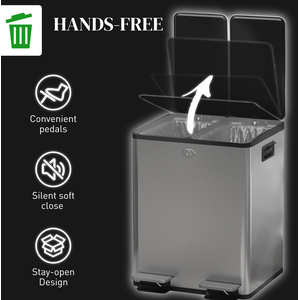HOMCOM 20L Dual Kitchen Bin with Removable Inner Buckets by HOMCOM