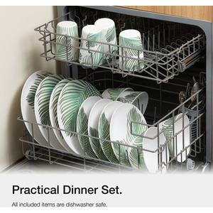 16Pc Melamine Plastic Dinnerware Set - Leaf Green by VonShef