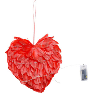 Hanging LED Heart Shaped Wreath - Red by Livingandhome