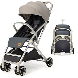 One-Hand Folding Compact Stroller - Grey by Costway