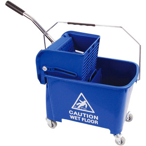 Blue 20L Kentucky Dual Mop Bucket and Wringer System With Wheels - Blue by STORM TRADING GROUP
