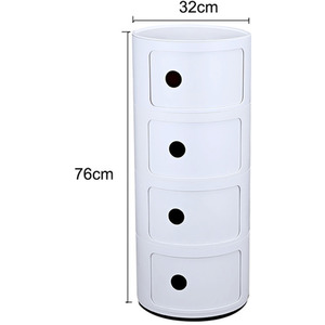 Round Beside Table Filling Cabinet Chest Unit Stockable - White / 4 by Livingandhome