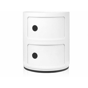 HomeScape Storage Unit Cylindrical Multi-Tiered Plastic Drawer - 2-Tier White / 40cm by Kindred Trading LTD