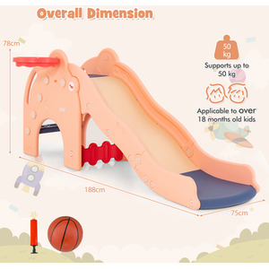 4-in-1 Kids Play Slide Toddler Slide Toy Set - Pink by Costway