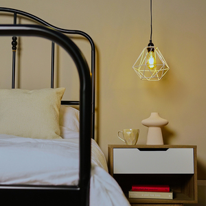 Modern Geometric White Metal Basket Cage Ceiling Pendant Light Shade - White by ValueLights