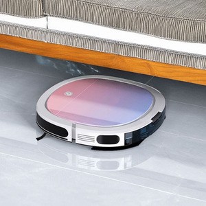 High-Suction Smart Robot Vacuum with Remote APP Voice Control - White+Pink by Livingandhome
