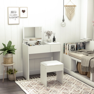 HOMCOM Dressing Table Set With Mirror - White by HOMCOM