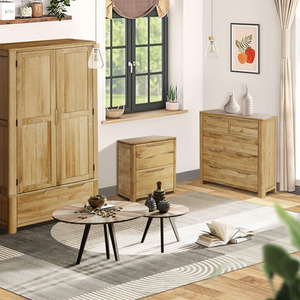 Oak Effect Bedroom Furniture Trio Set - Oak by Comfy Living