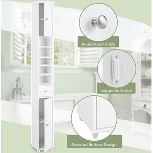 Costway Slim Tall Bathroom Cabinet-White - White by Costway