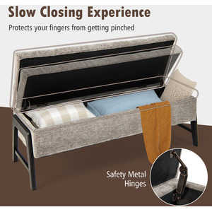 Modern Chenille Storage Bench - Grey by Costway